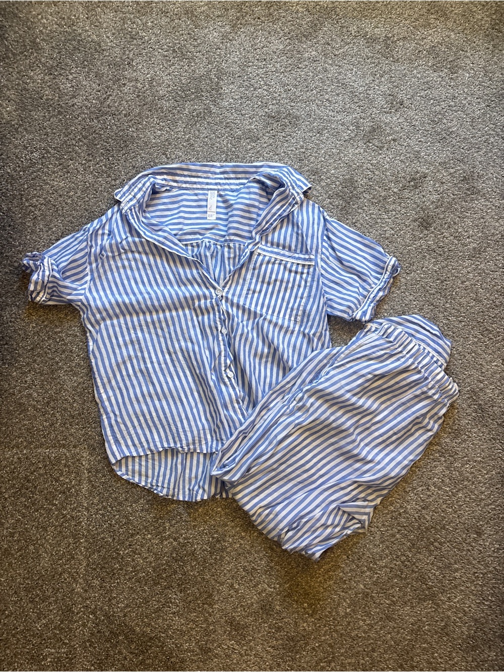 Stars Above Target Striped Blue & White Short Sleeve Pajamas Set - Picture 4 of 8